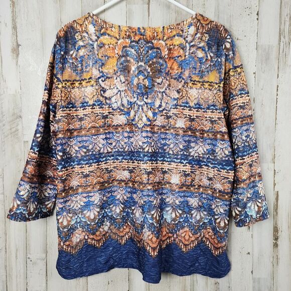 Alfred Dunner Studded Long Sleeve Blouse Multicolored Size Large - Picture 2 of 10